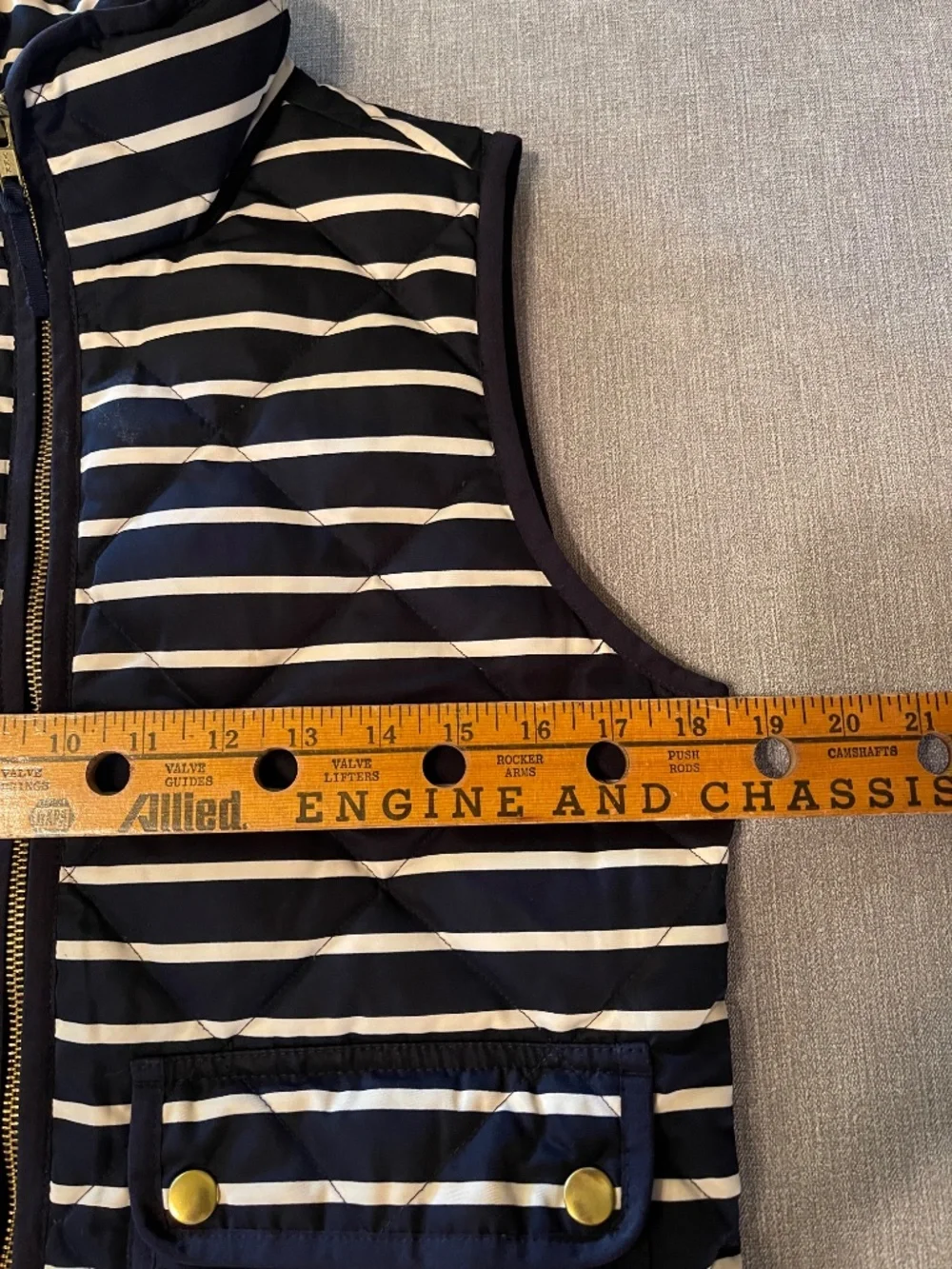 J Crew Excursion Quilted Down Puffer Vest Navy Blue & White Women's XS